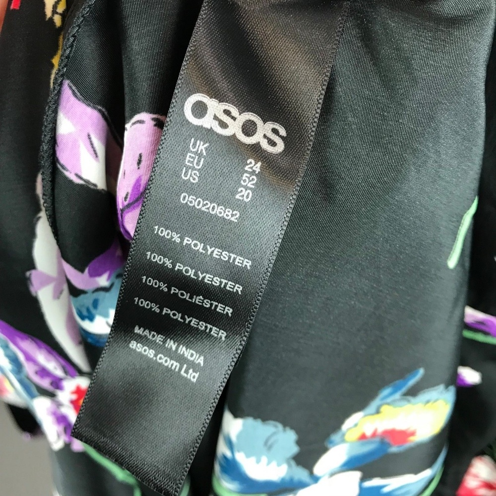ASOS Curve Black Floral Short Sleeve Midi Dress 20 - Picture 7 of 8